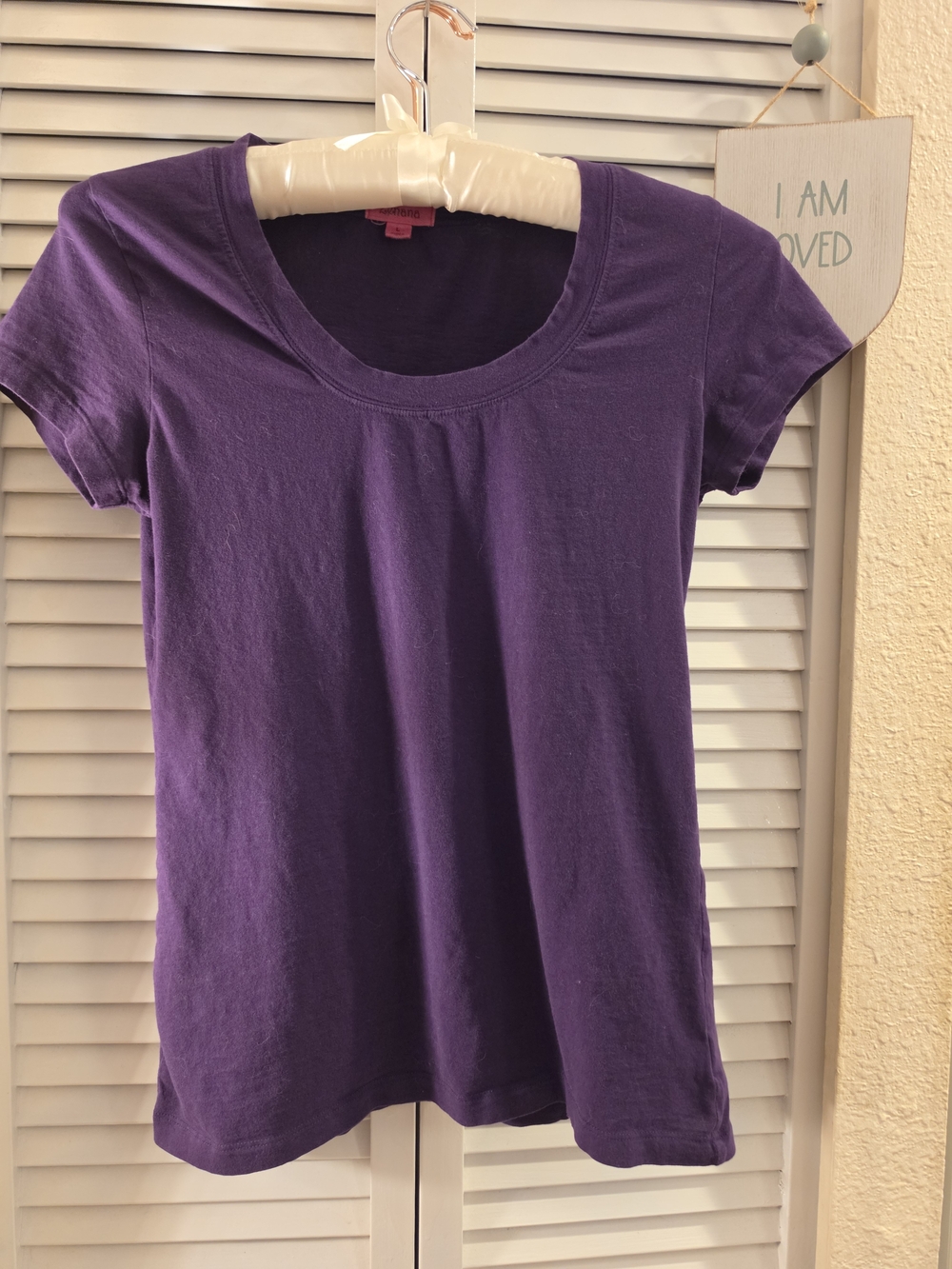 Zenana Outfitters Purple Scoop Neck Short Sleeve Top Large